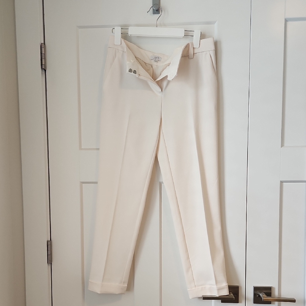 LOFT Off-White Tailored Pants